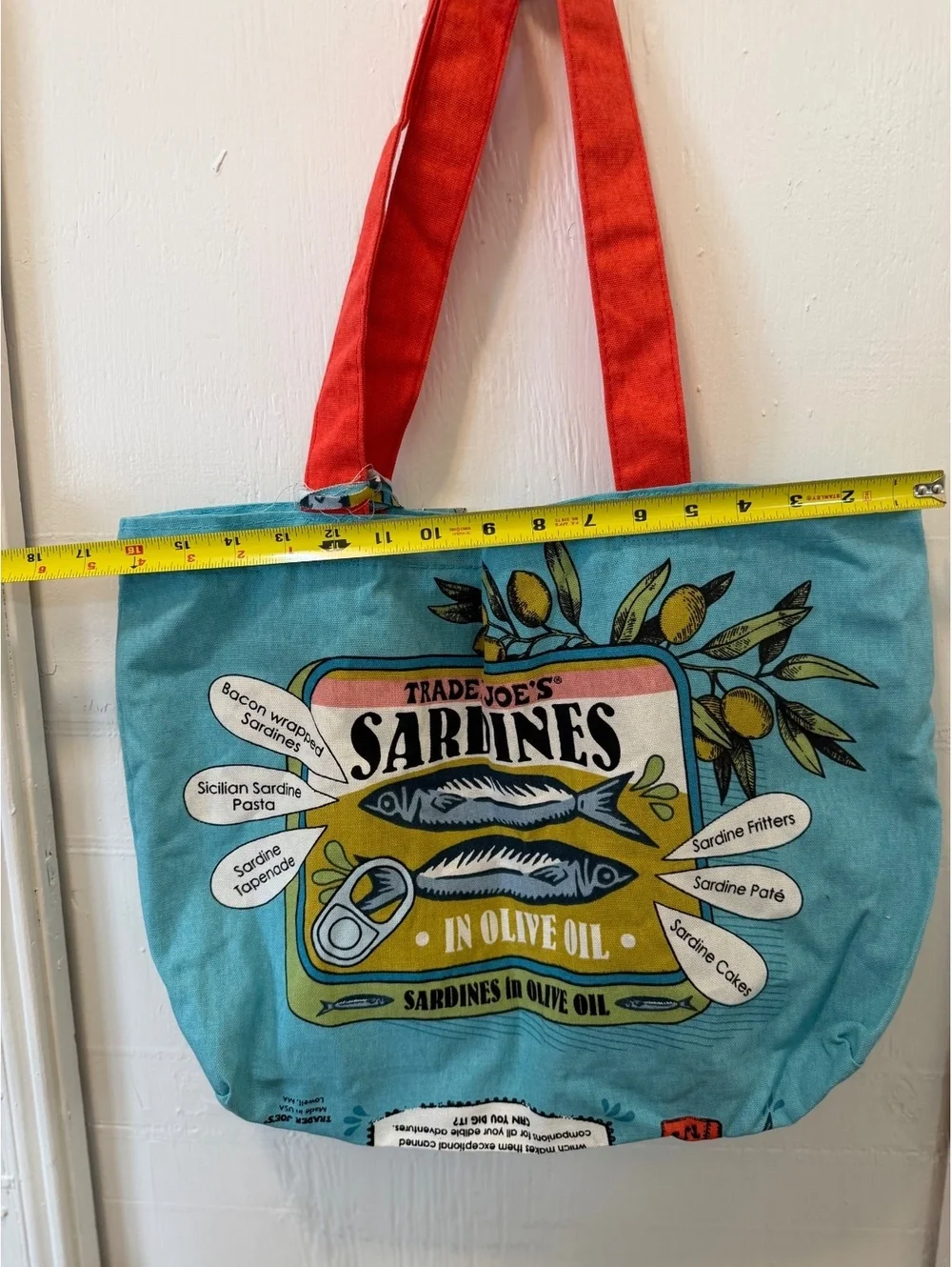 Vintage Trader Joe's Sardine Bag Tote Cotton Made in USA